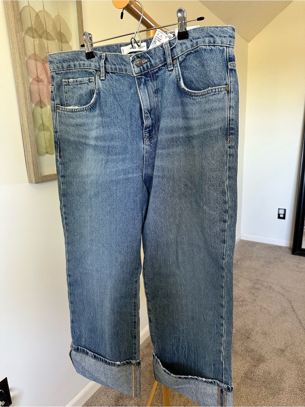 Mango NWT Women's Straight-Leg Folded Hem Jeans - Size 10